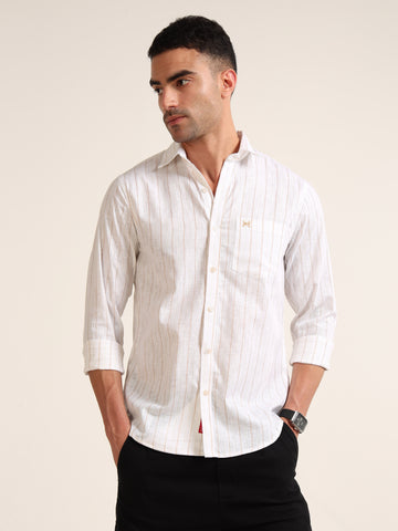 WHITE MARINELINE LINEN SHIRT