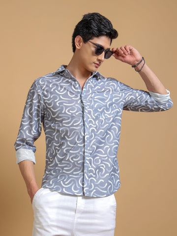 BLUE DOODLE TEXTURED SHIRT