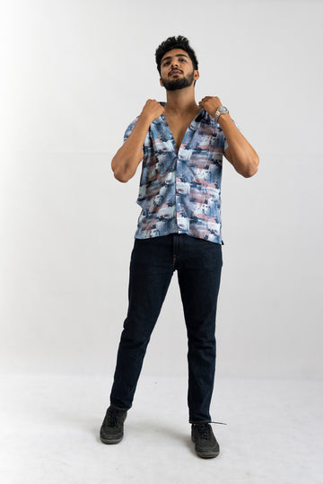 NAVY GRAPHIC PRINTED SHIRT