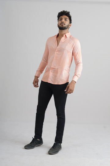 CORAL ABSTRACT PRINTED SHIRT