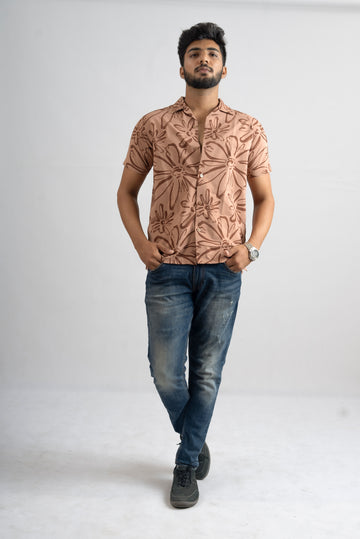 BROWN FLORAL PRINTED SHIRT