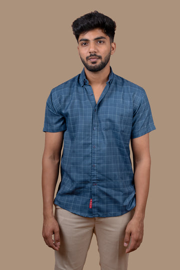 TONAL NAVY CHECK SHIRT