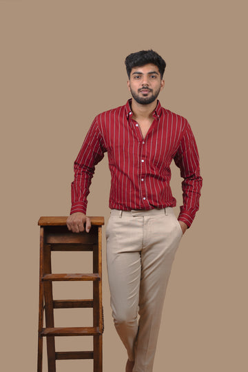 CRIMSON RED STRIPE SHIRT
