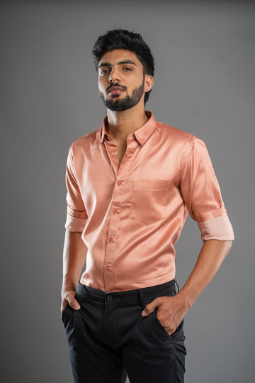 PEACH SATIN SHIRT