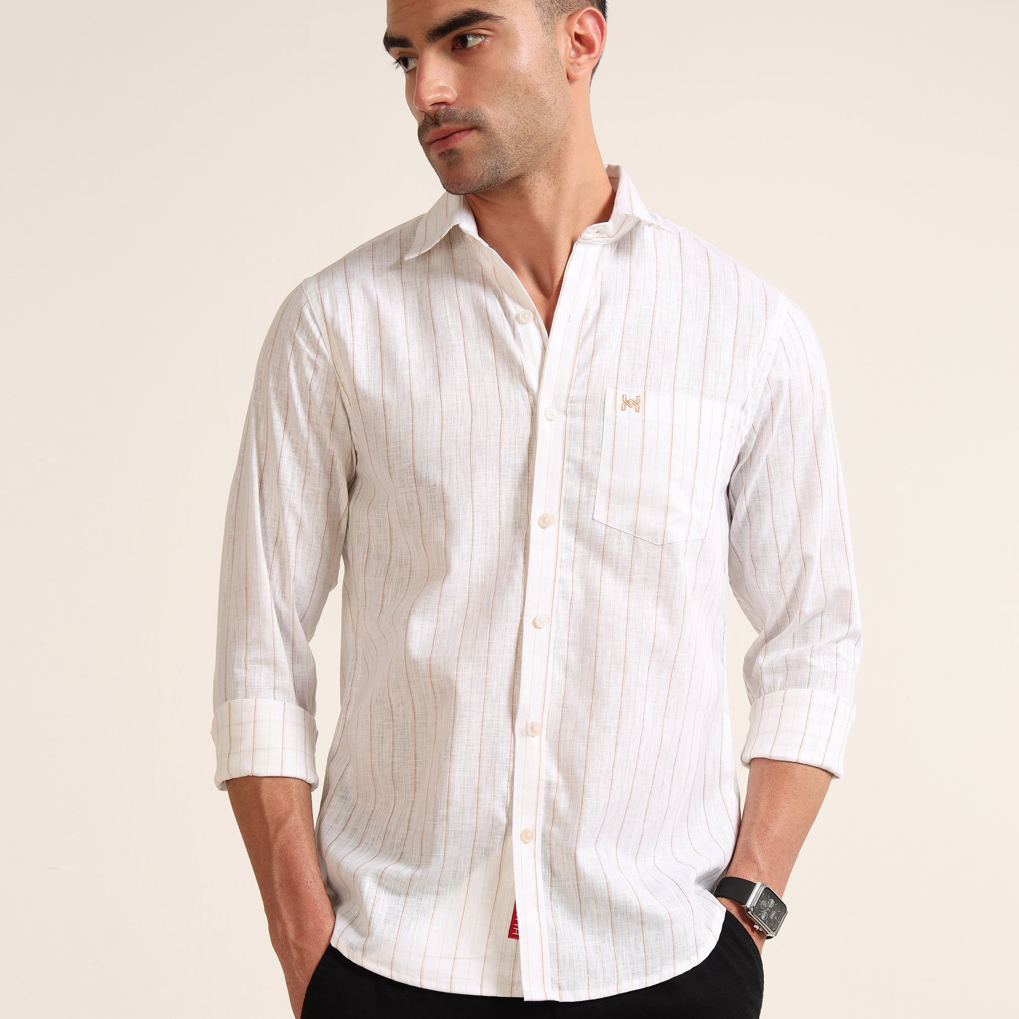 WHITE MARINELINE LINEN SHIRT