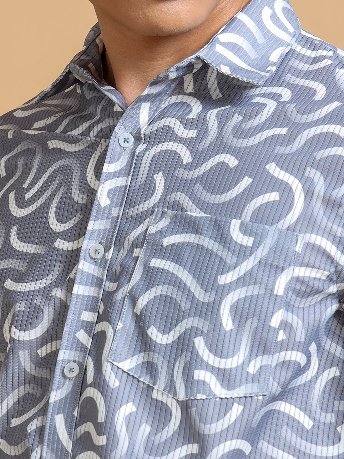 BLUE DOODLE TEXTURED SHIRT