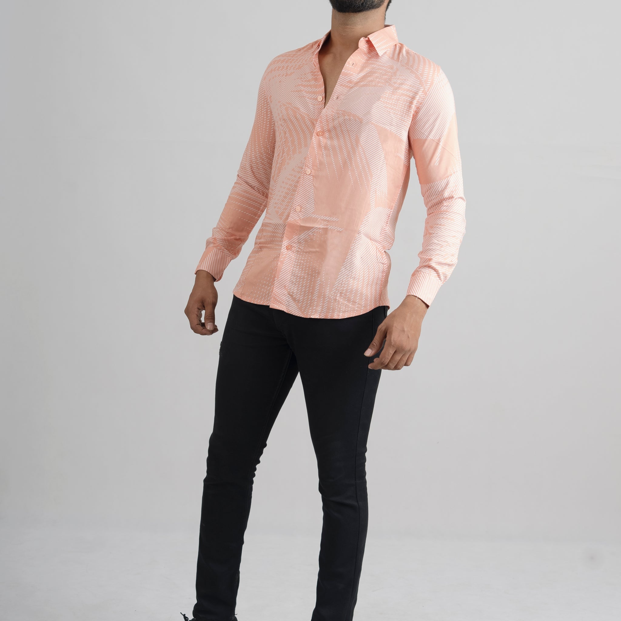 CORAL ABSTRACT PRINTED SHIRT