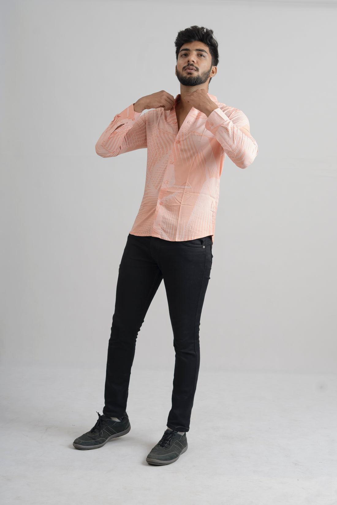 CORAL ABSTRACT PRINTED SHIRT