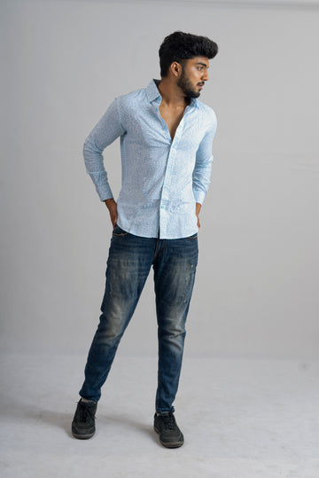 BLUE LEOPORD PRINTED SHIRT