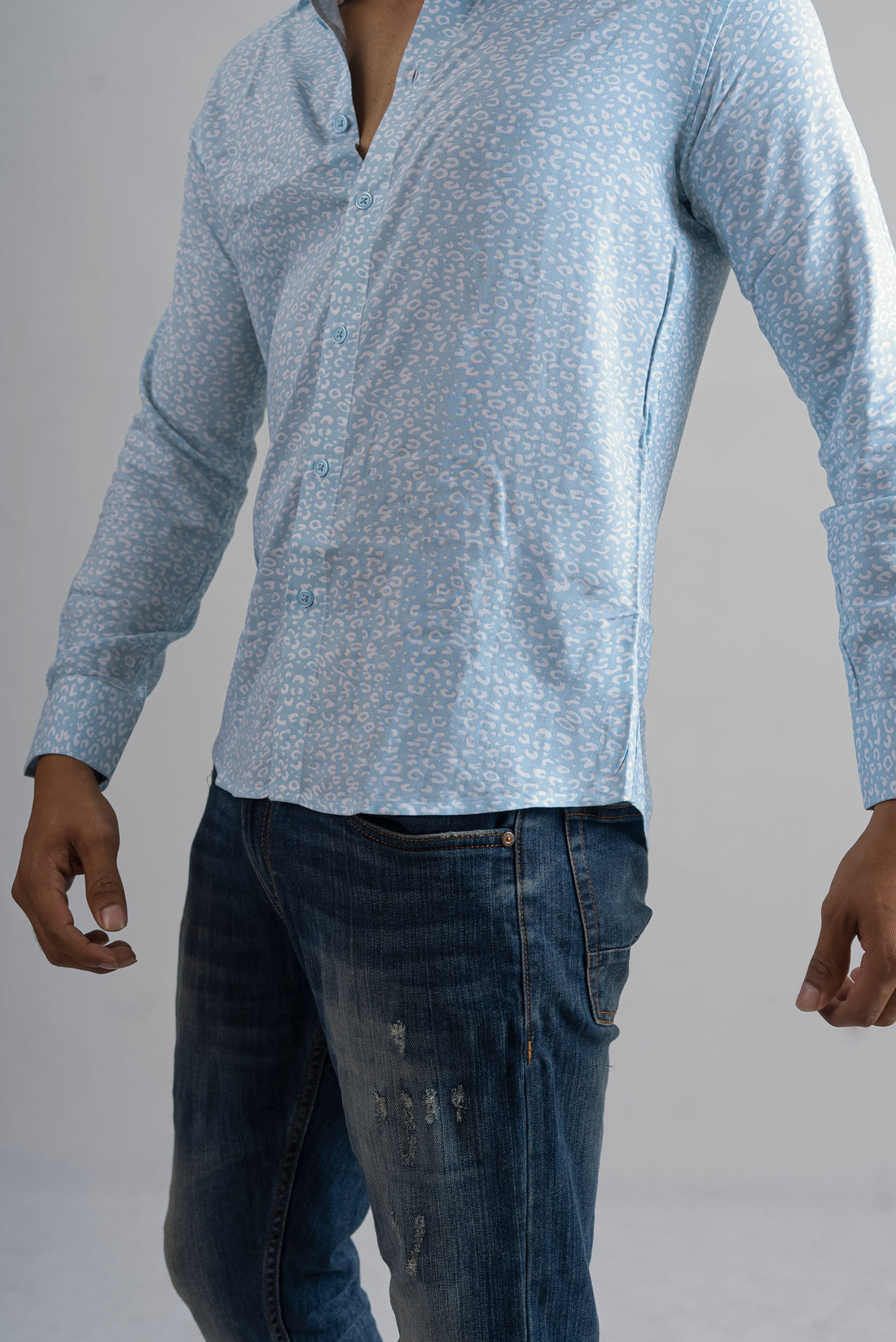 BLUE LEOPORD PRINTED SHIRT