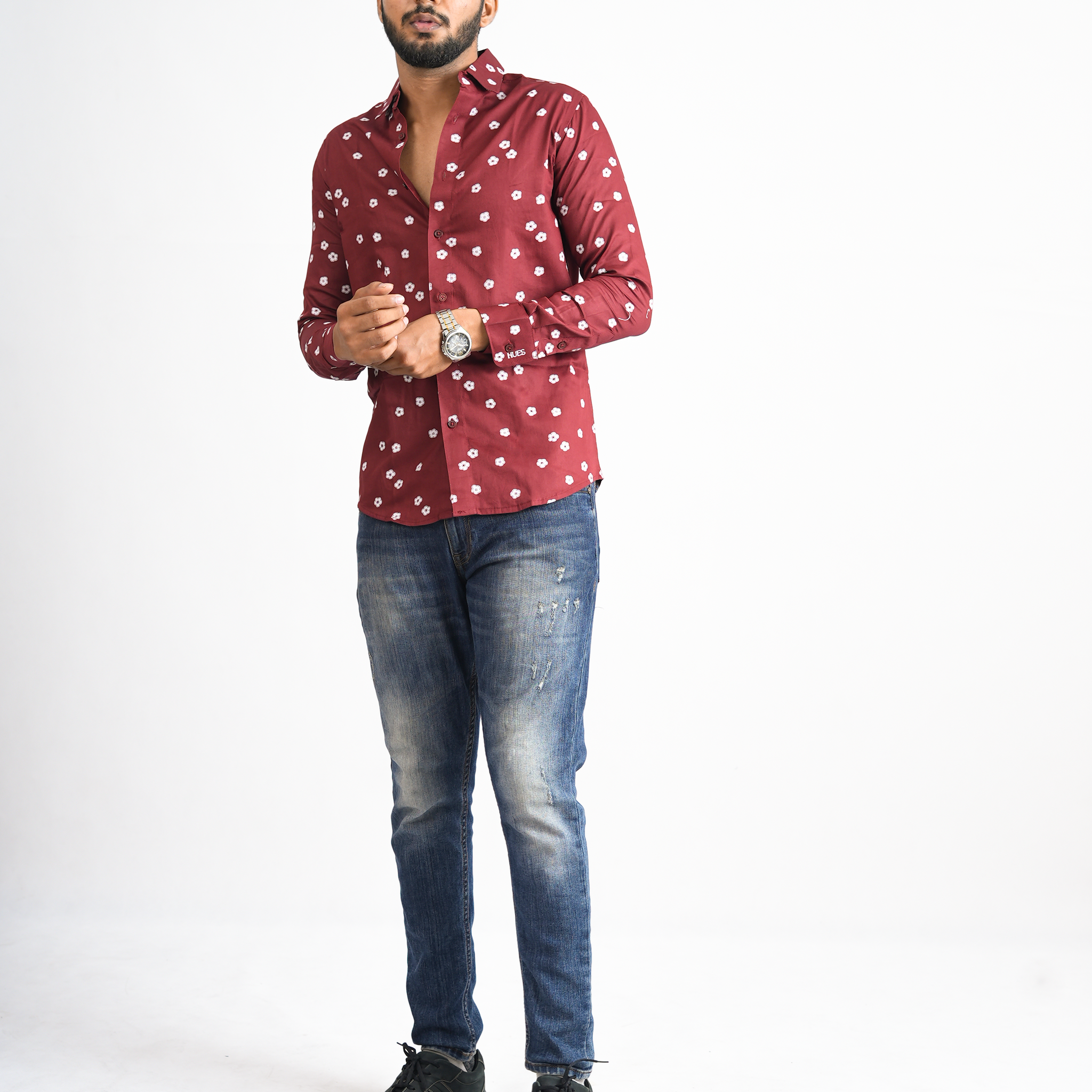 RED FLORAL PRINTED SHIRT