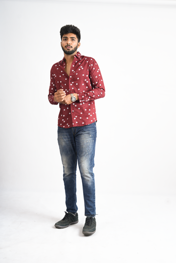 RED FLORAL PRINTED SHIRT