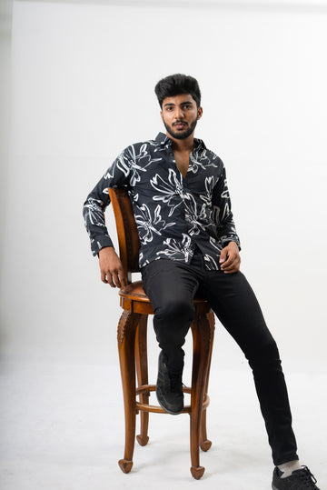 BLACK FLORAL PRINTED SHIRT