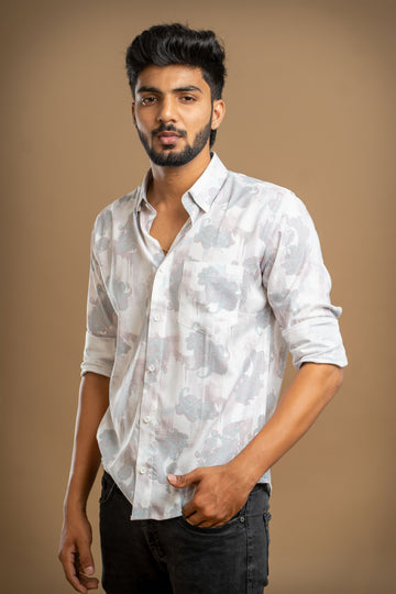 WHITE PAISLEY PRINTED SHIRT