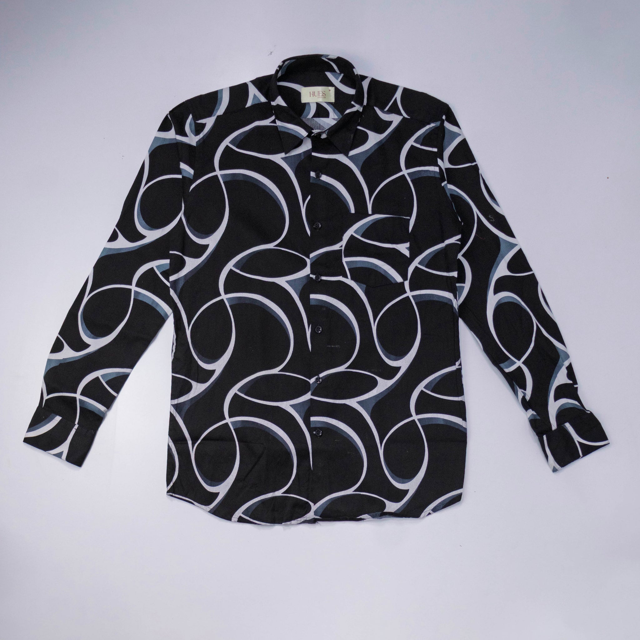 BLACK ABSTRACT PRINTED SHIRT