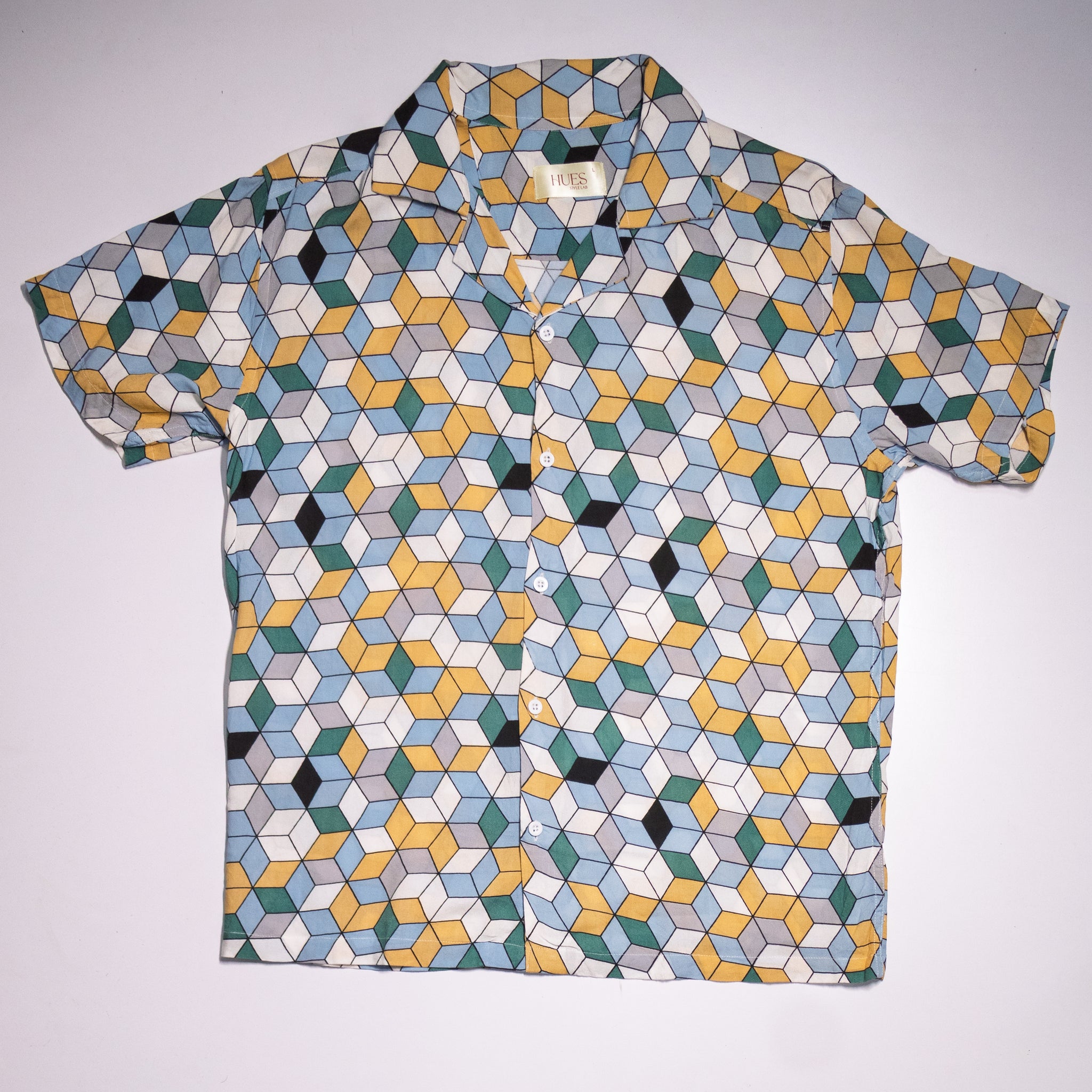 BLUE CUBE PRINTED SHIRT